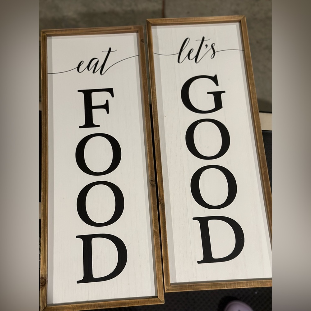Set of 2 “Let’s eat good food” Wall mounted kitchen decor